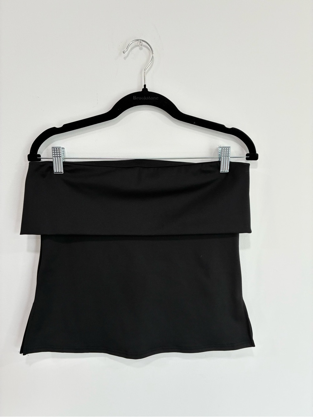 Black Strapless Fold-Over Tube Top -
